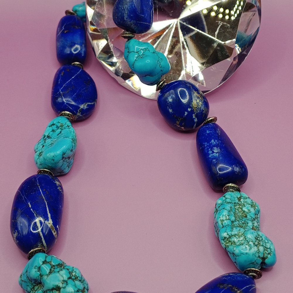 NEW Necklace Hand Made , never Same 💕 Turquoise and Lapis Lazuli